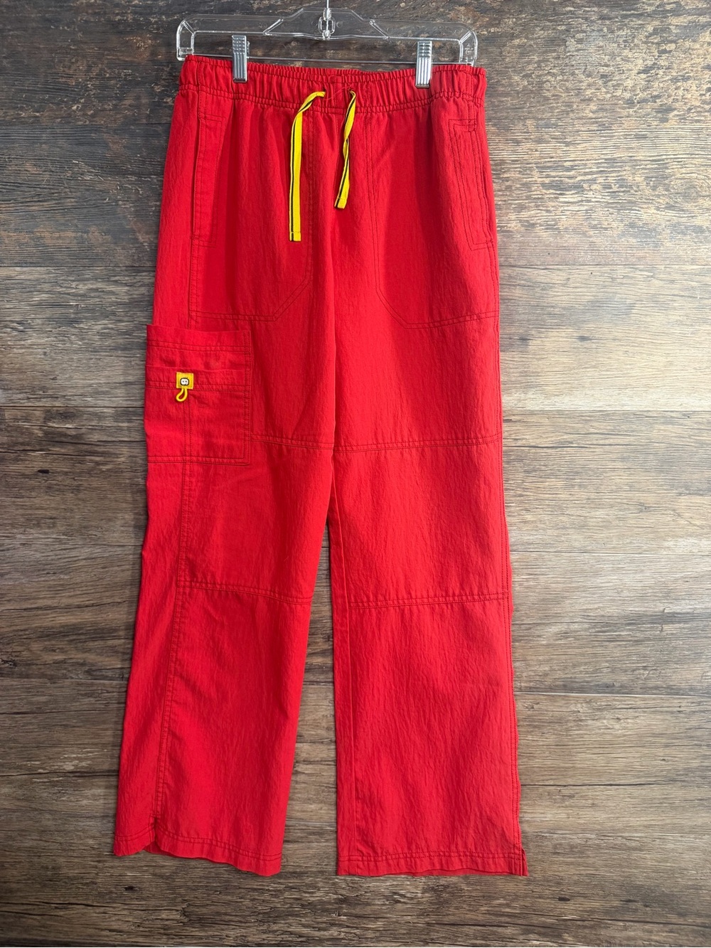 WonderWink Bright Red Cargo Scrub Pants with Yellow Drawcord and Accent